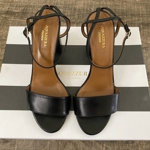 Aquazzura black Thaiti Sandal 85. Nappa leather. Size 35.5